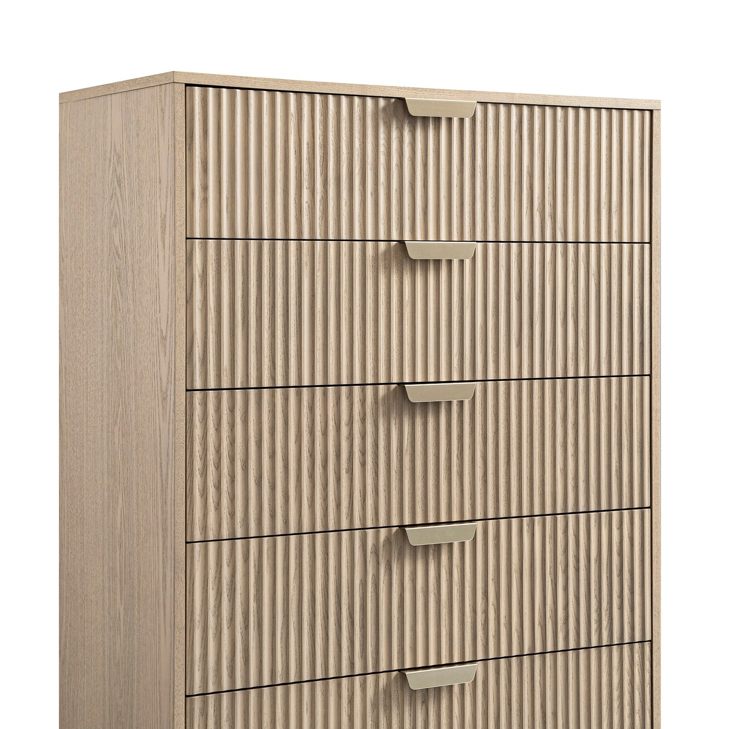Richmond Ridged Chest of 5 Drawers, Light Ash
