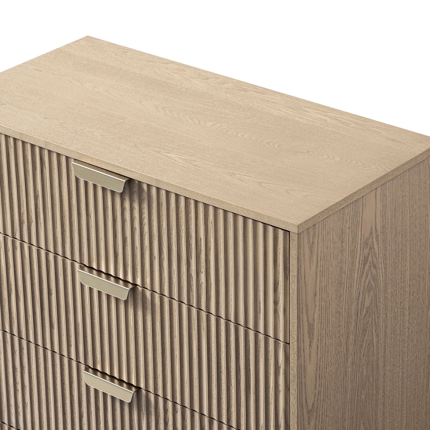 Richmond Ridged Chest of 5 Drawers, Light Ash