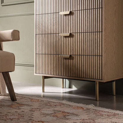 Richmond Ridged Chest of 5 Drawers, Light Ash