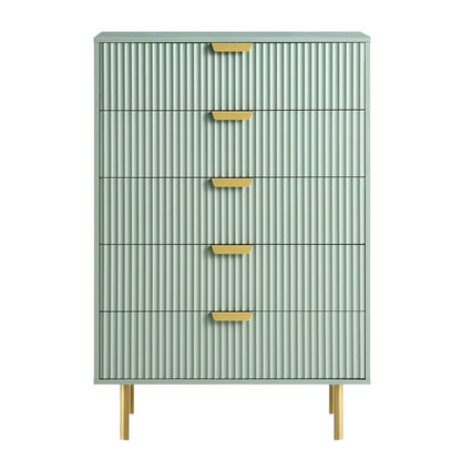 Richmond Ridged Chest of 5 Drawers, Matte Sage Green