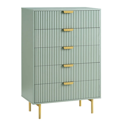 Richmond Ridged Chest of 5 Drawers, Matte Sage Green