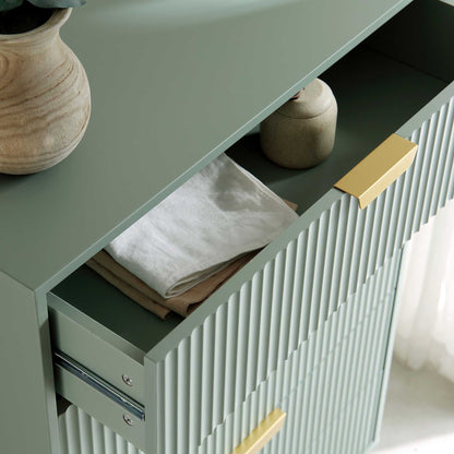 Richmond Ridged Chest of 5 Drawers, Matte Sage Green