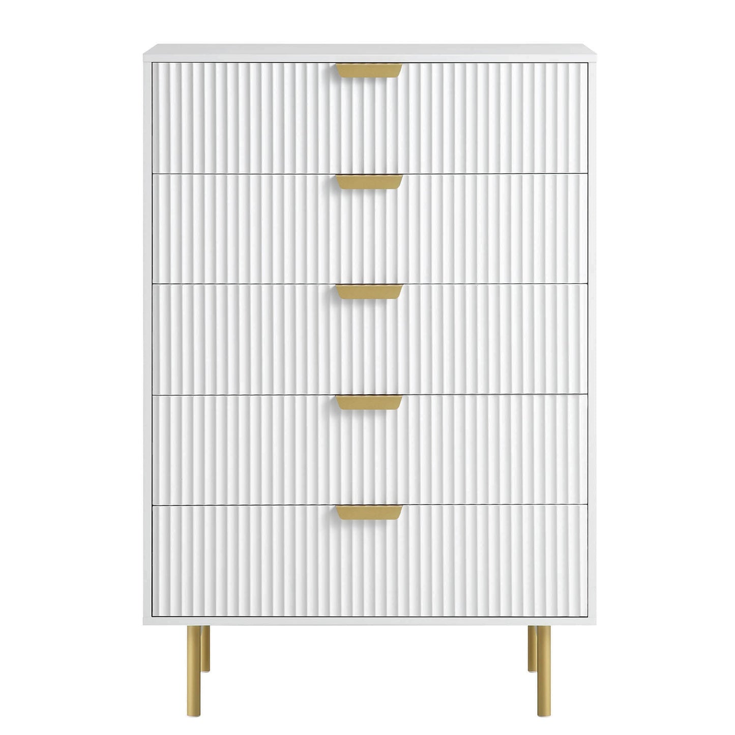 Richmond Ridged Chest of 5 Drawers, Matte White