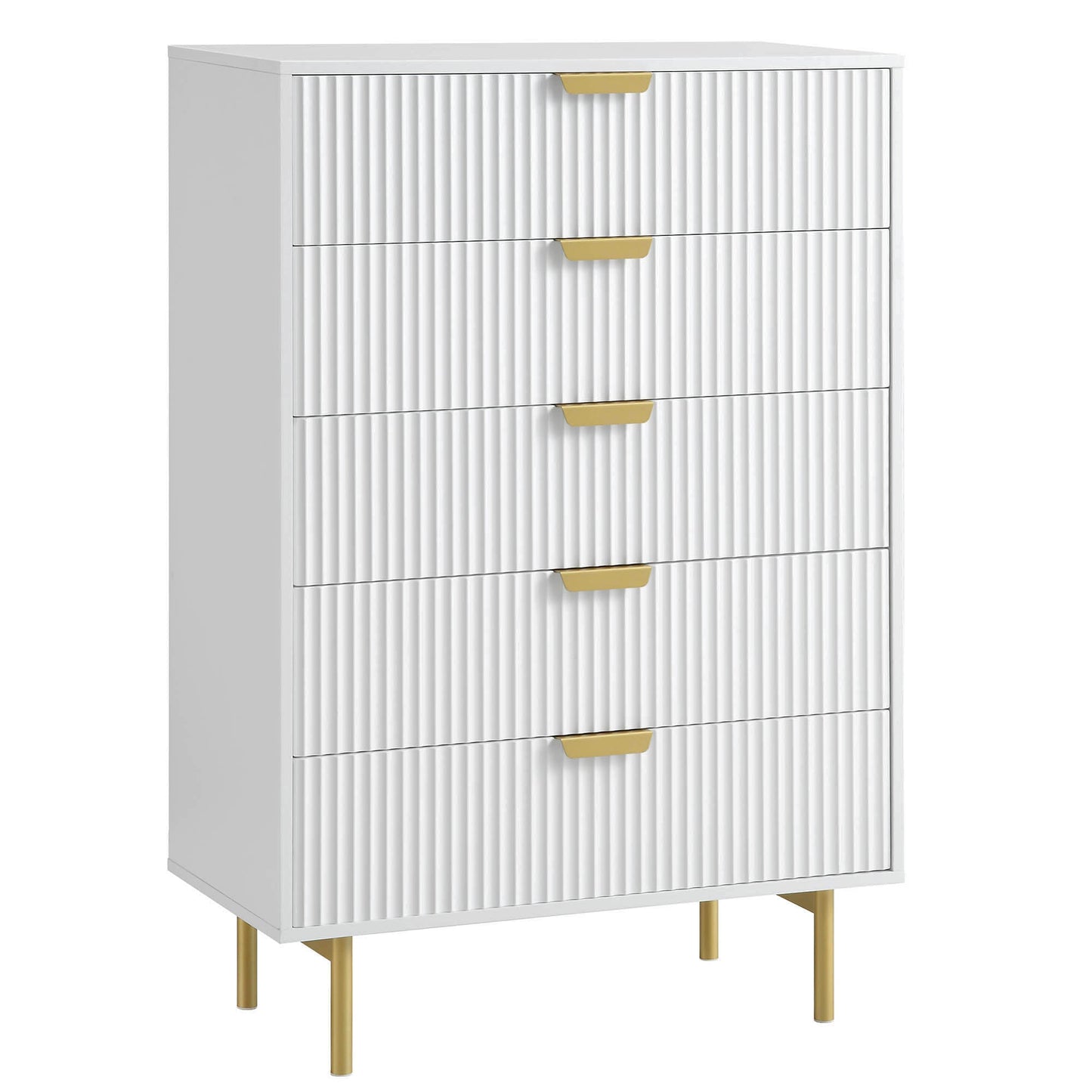 Richmond Ridged Chest of 5 Drawers, Matte White