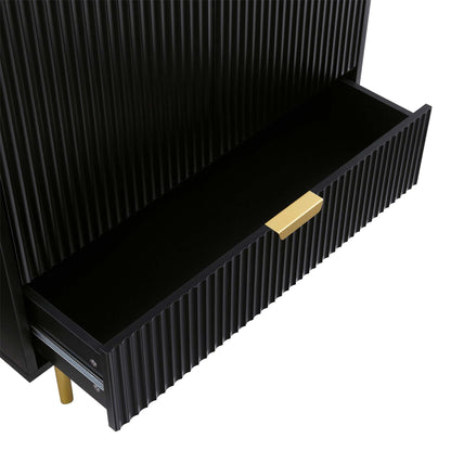 Richmond Ridged Double Wardrobe with Drawer, Matte Black