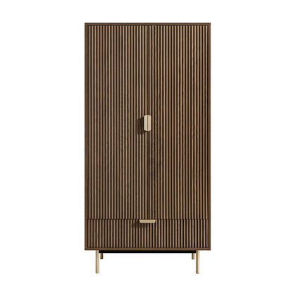 Richmond Ridged Double Wardrobe with Drawer, Dark Ash