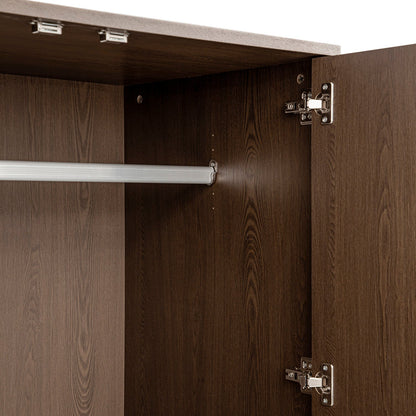 Richmond Ridged Double Wardrobe with Drawer, Dark Ash
