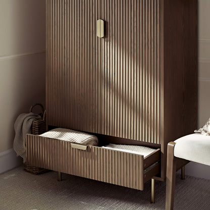 Richmond Ridged Double Wardrobe with Drawer, Dark Ash