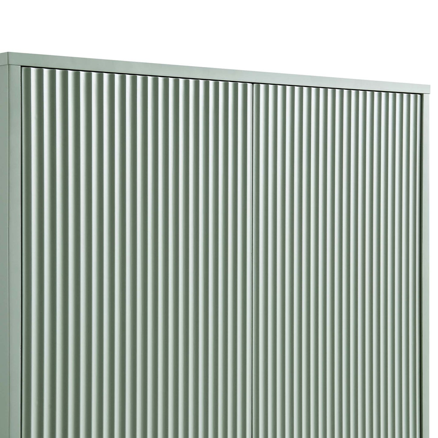 Richmond Ridged Double Wardrobe with Drawer, Matte Sage Green