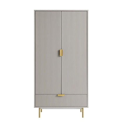 Richmond Ridged Double Wardrobe with Drawer, Matte Taupe