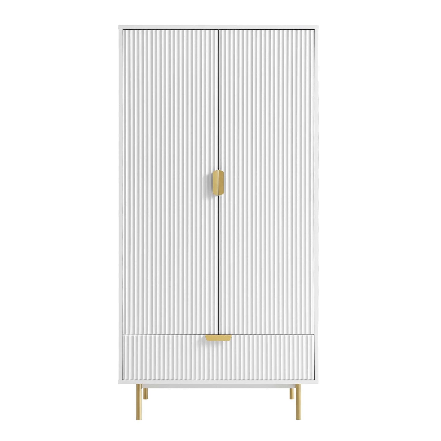 Richmond Ridged Double Wardrobe with Drawer, Matte White