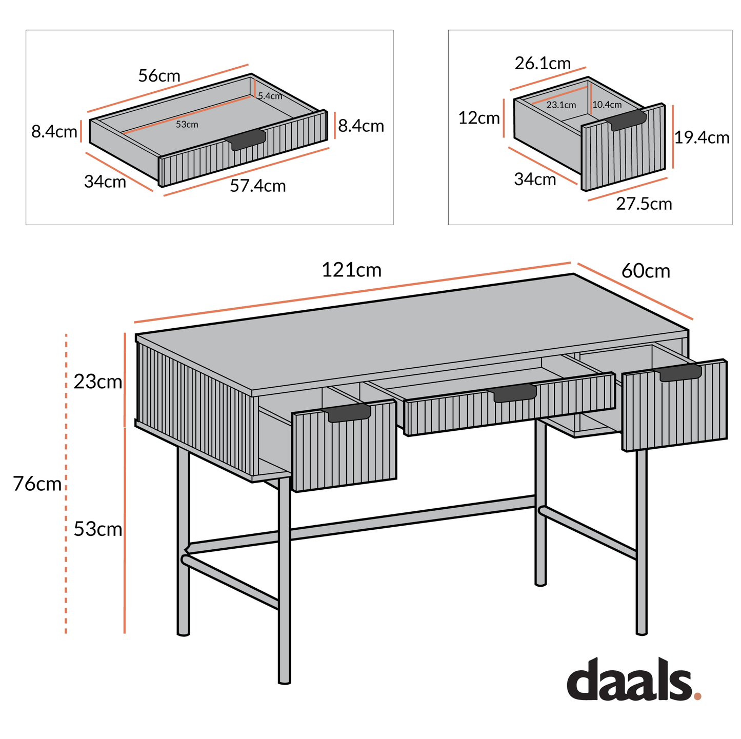 Richmond Ridged Dressing Table, Light Ash