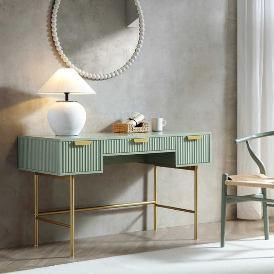 Richmond Ridged Dressing Table, Matte Sage Green