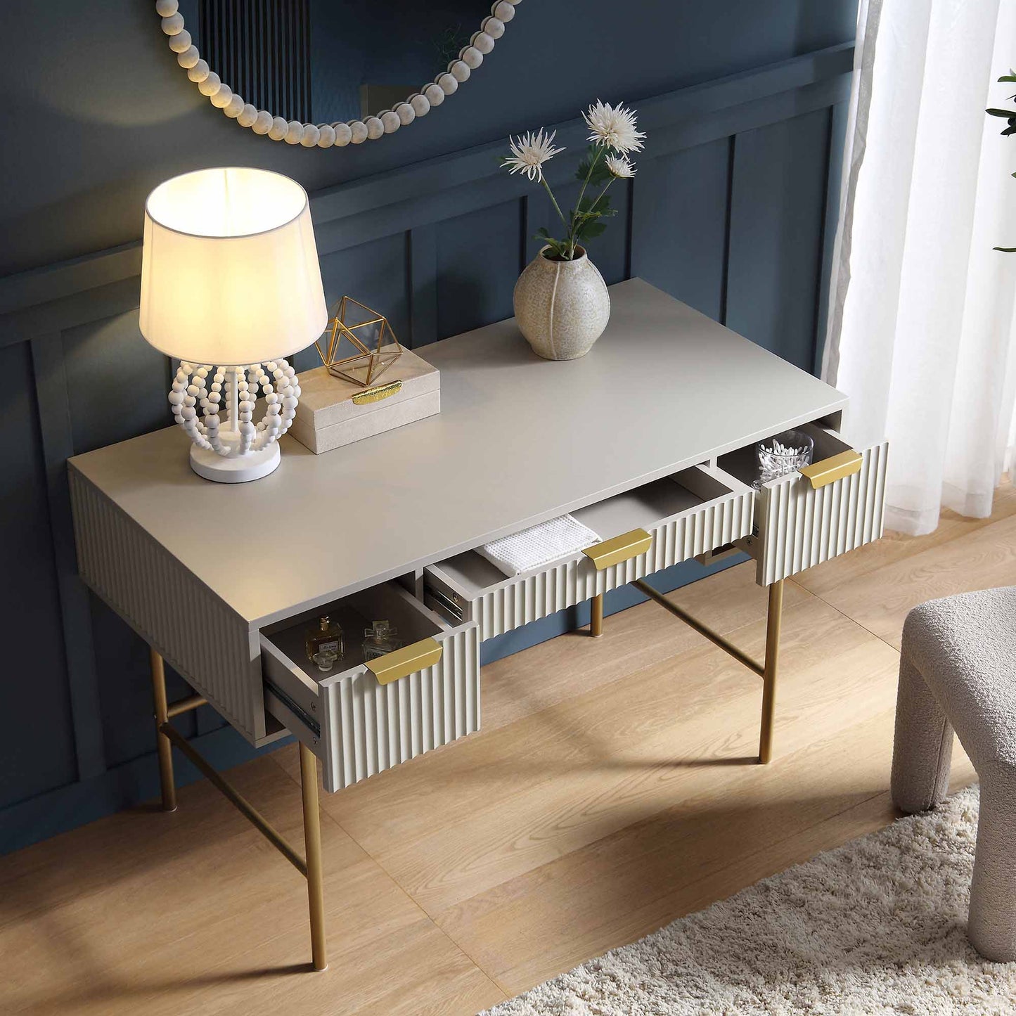 Richmond Ridged Dressing Table, Matte Taupe