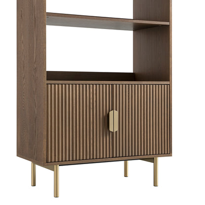 Richmond Ridged Tall Bookcase with Doors, Dark Ash