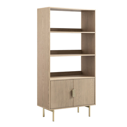 Richmond Ridged Tall Bookcase with Doors, Light Ash