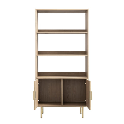 Richmond Ridged Tall Bookcase with Doors, Light Ash