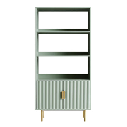 Richmond Ridged Tall Bookcase with Doors, Matte Sage Green