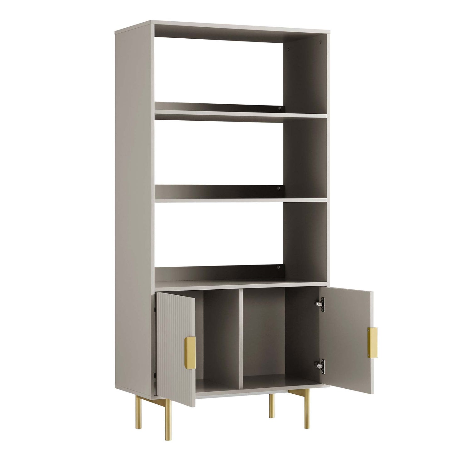 Richmond Ridged Tall Bookcase with Doors, Matte Taupe