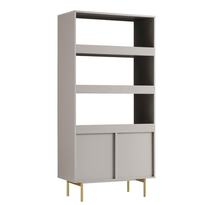 Richmond Ridged Tall Bookcase with Doors, Matte Taupe
