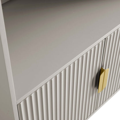 Richmond Ridged Tall Bookcase with Doors, Matte Taupe