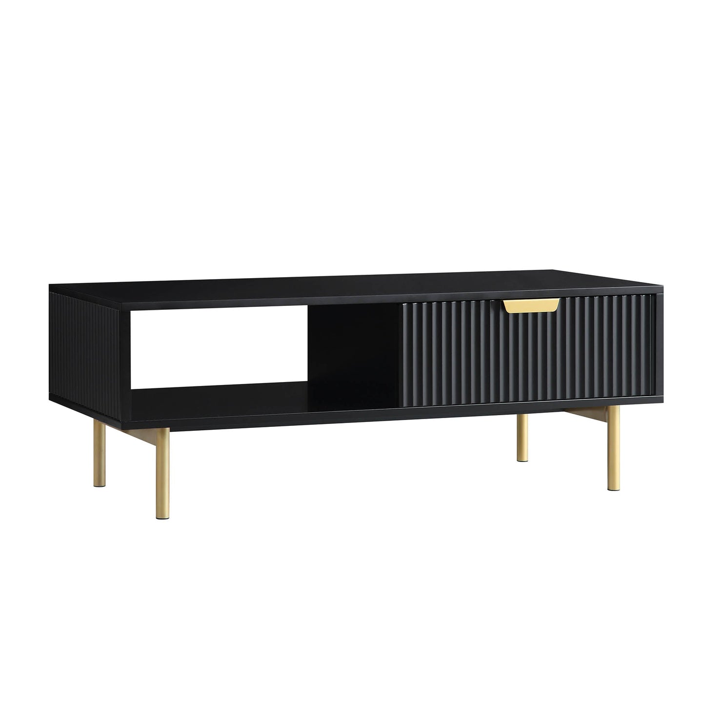 Richmond Ridged Coffee Table with Drawer, Matte Black