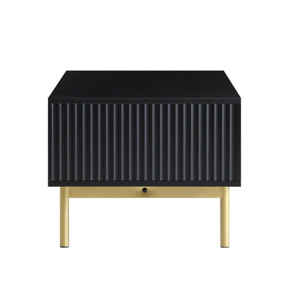 Richmond Ridged Coffee Table with Drawer, Matte Black