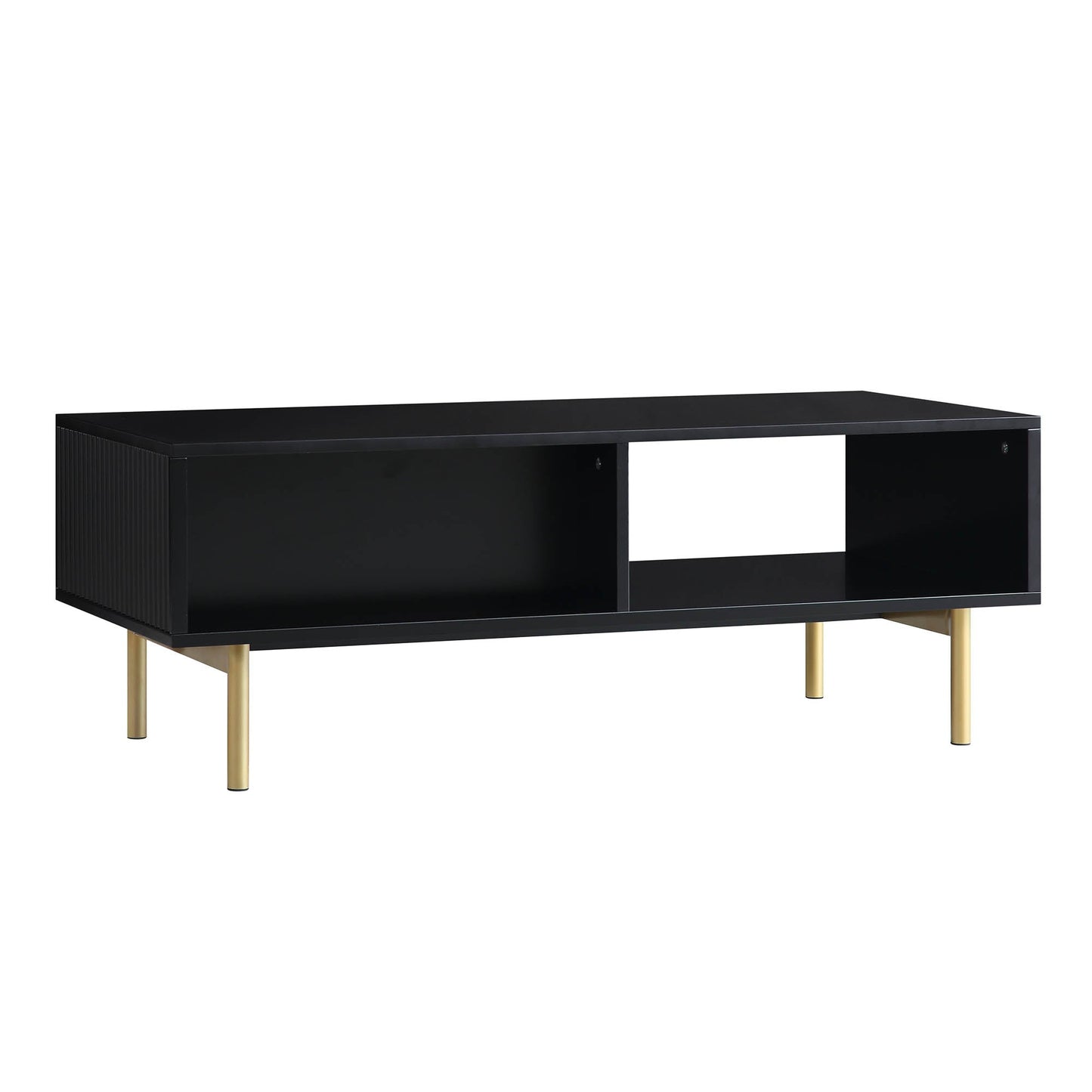 Richmond Ridged Coffee Table with Drawer, Matte Black