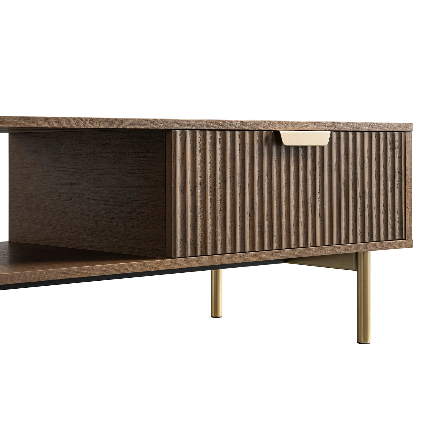 Richmond Ridged Coffee Table with Drawer, Dark Ash