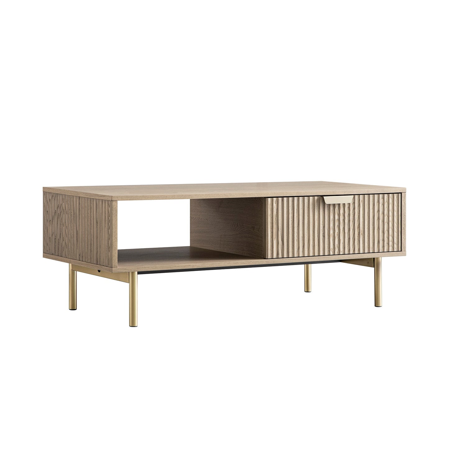 Richmond Ridged Coffee Table with Drawer, Light Ash