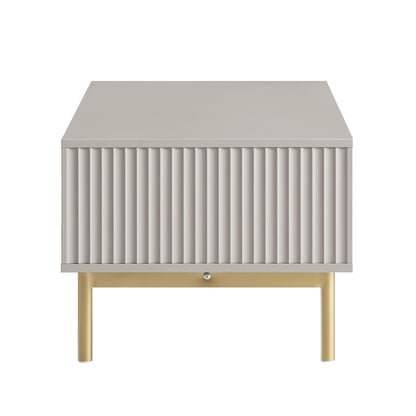 Richmond Ridged Coffee Table with Drawer, Matte Taupe