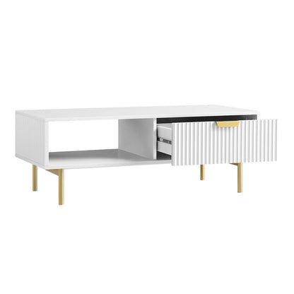 Richmond Ridged Coffee Table with Drawer, Matte White
