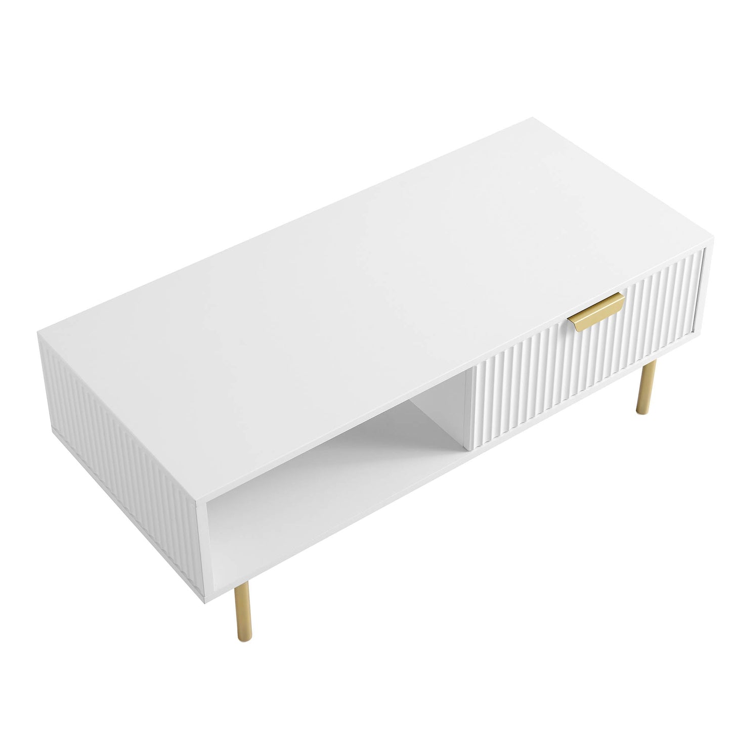 Richmond Ridged Coffee Table with Drawer, Matte White