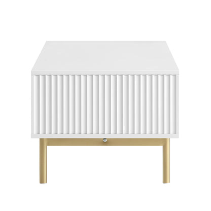 Richmond Ridged Coffee Table with Drawer, Matte White