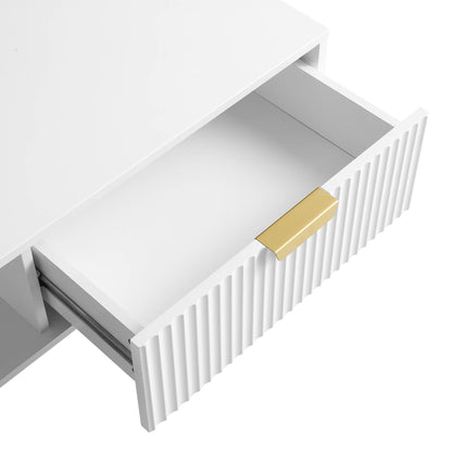 Richmond Ridged Coffee Table with Drawer, Matte White