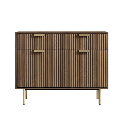 Richmond Ridged 2-Door Cabinet with Drawers, Dark Ash