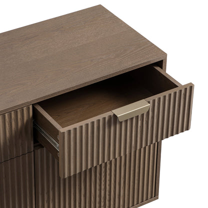 Richmond Ridged 2-Door Cabinet with Drawers, Dark Ash