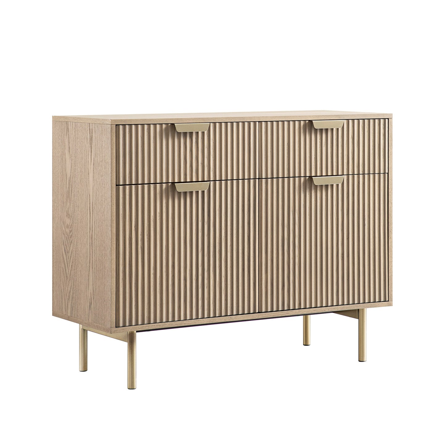 Richmond Ridged 2-Door Cabinet with Drawers, Light Ash