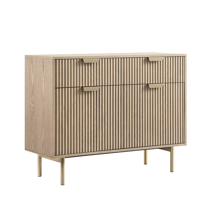 Richmond Ridged 2-Door Cabinet with Drawers, Light Ash