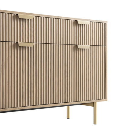 Richmond Ridged 2-Door Cabinet with Drawers, Light Ash