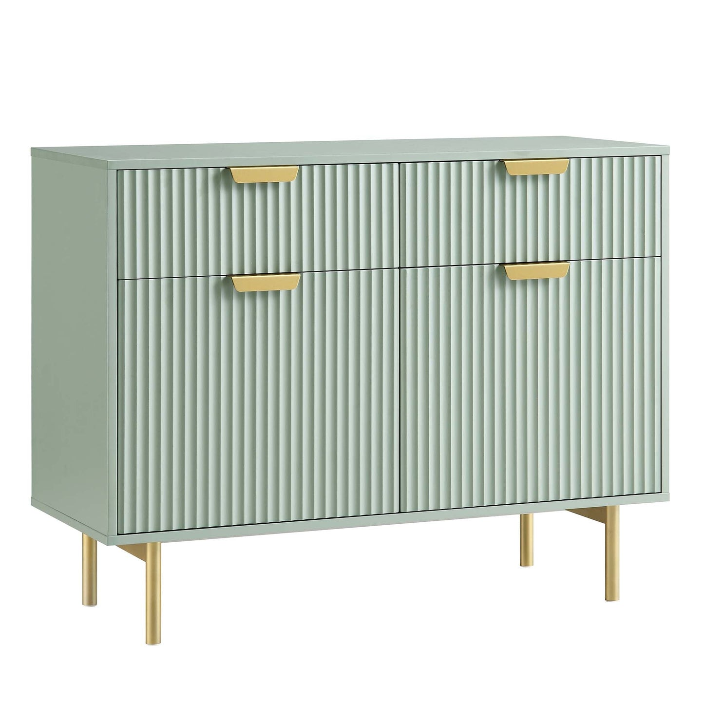 Richmond Ridged 2-Door Cabinet with Drawers, Matte Sage Green