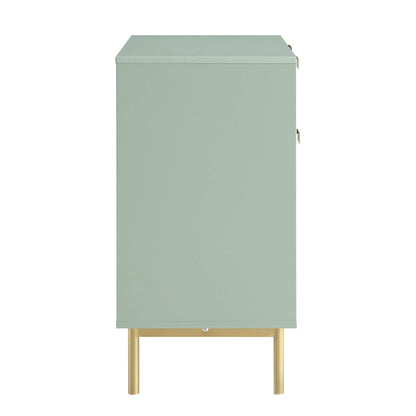 Richmond Ridged 2-Door Cabinet with Drawers, Matte Sage Green