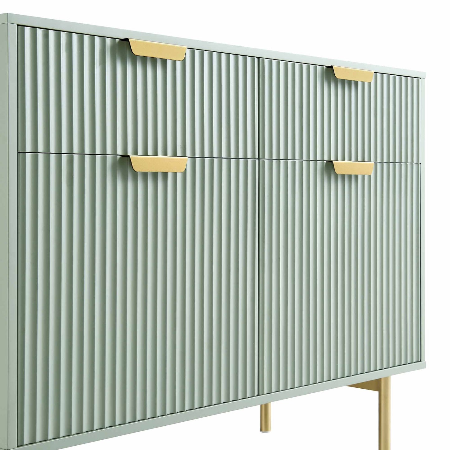 Richmond Ridged 2-Door Cabinet with Drawers, Matte Sage Green