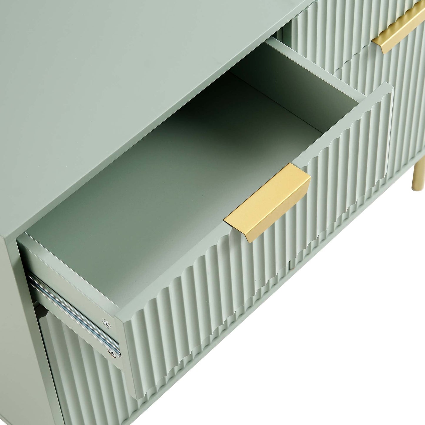 Richmond Ridged 2-Door Cabinet with Drawers, Matte Sage Green