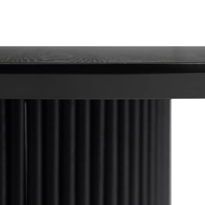 Maru Round Oak Pedestal Dining Table, Black