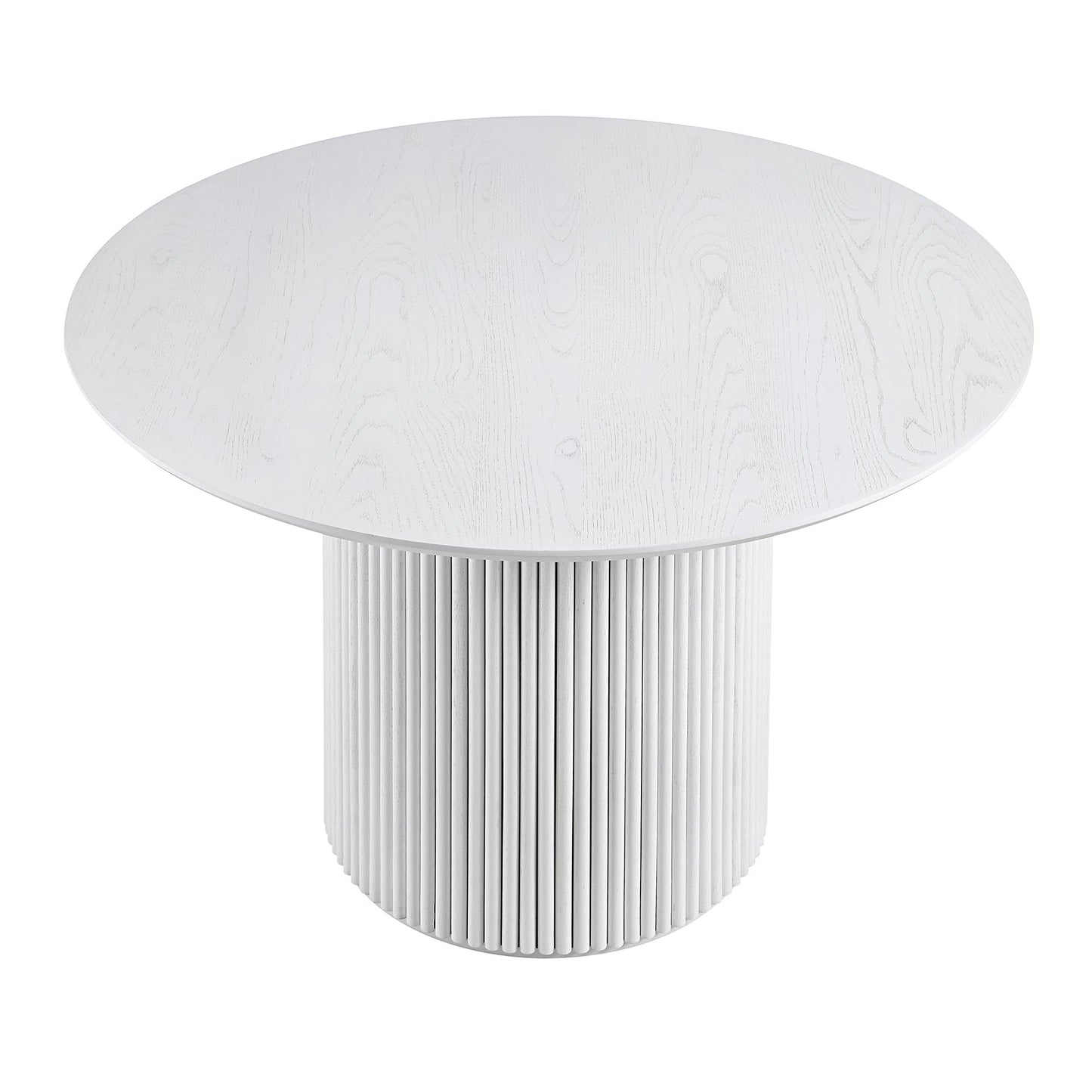 Maru Round Oak Pedestal Dining Table, Washed White