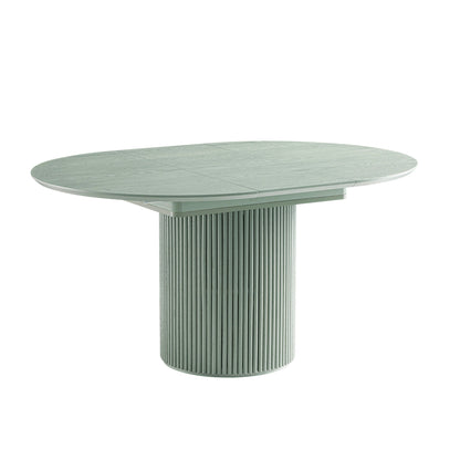 Maru Round 4-6 Seater Extending Oak Pedestal Dining Table, Sage Green