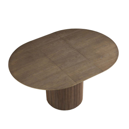 Maru Round 4-6 Seater Extending Oak Pedestal Dining Table, Silver Oak