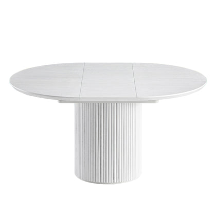 Maru Round 4-6 Seater Extending Oak Pedestal Dining Table, Washed White