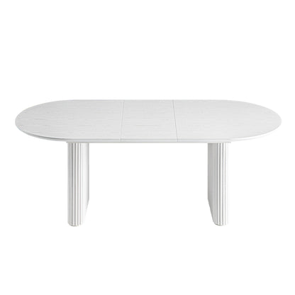 Maru Oval 6-8 Seater Extending Oak Pedestal Dining Table, Washed White